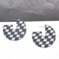 Classic Plaid Grid Tartan Match Design acrylique Boucle d&#39;oreilles en acrylique vintage Femmes